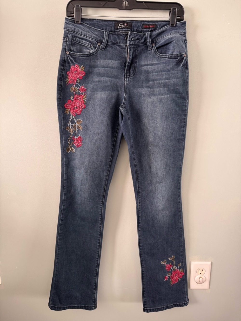 Earl Jeans Floral Embroidered Slim Boot Cut Size 6 Boho Chic Cottagecore Y2K